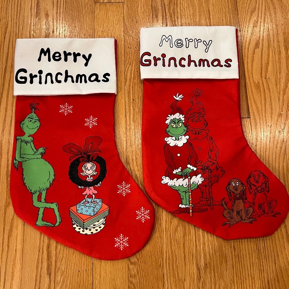 2 merry christmas grinch stockings